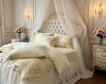 Tulip Princess Cotton Bedding Set - Romantic 4 Piece Floral Luxury Bedding