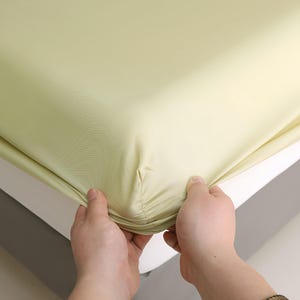 Sábana bajera ajustable de Tencel, ropa de cama de color liso imagen 9