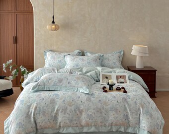 Neues Luxusbettwäscheset - weiches Baumwollleinen mit elegantem gedrucktem Design