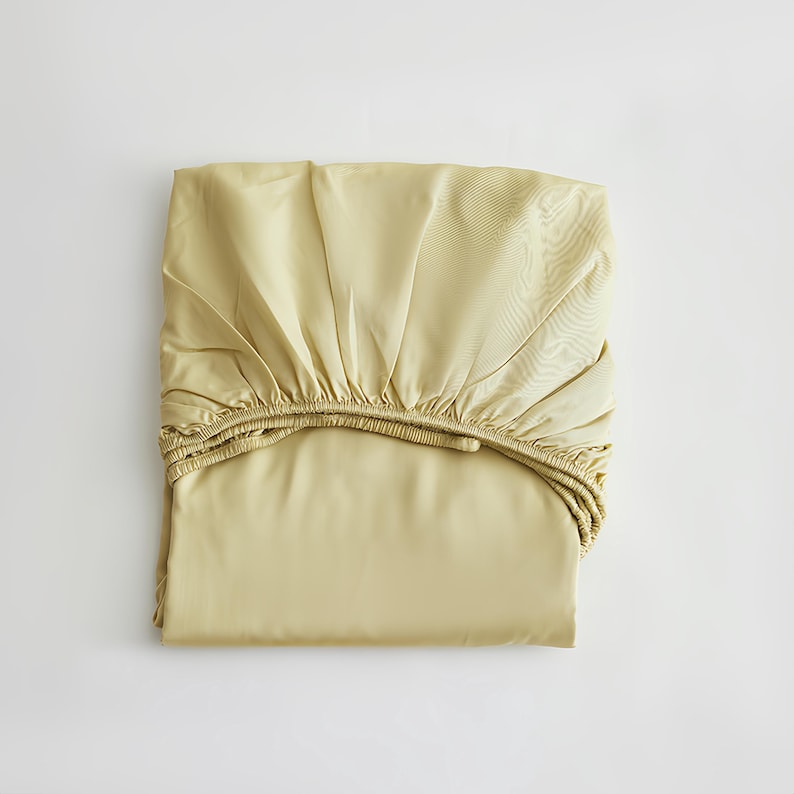 Sábana bajera ajustable de Tencel, ropa de cama de color liso imagen 20