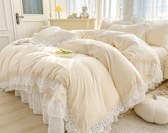 Kołdra królewska z koronką francuską – pikowana bawełniana pościel