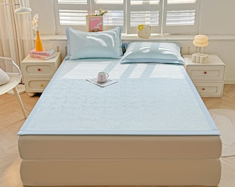 Juego de ropa de cama refrescante de poliéster de lujo, colección de alfombrillas refrescantes de verano 2026, ropa de cama suave y transpirable.