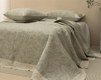 Cotton Linen Lace Floral Bed Sheet, French Style