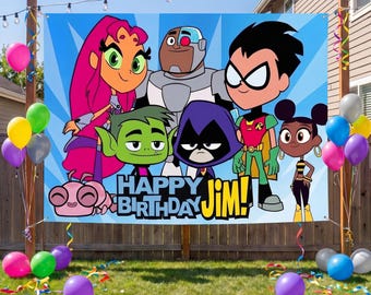 Personalized Superhero Birthday Backdrop, Custom Cartoon Action Hero Party Banner, Kids Comic Theme Photo Booth Background