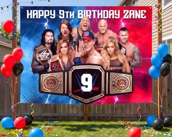 Personalized Wrestling Birthday Backdrop, Custom Champion Party Banner, Ring Fighter Photo Background, Boys Action Sports Party Decoration