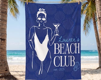 Personalized Beach Club Tapestry, Custom Bachelorette Party Backdrop, Coastal Girls Trip Decor, Bridal Party Photo Booth Background