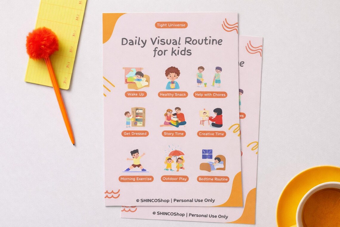 Kids Daily Visual Routine Chart | Toddler & Preschool Printable (PDF ...