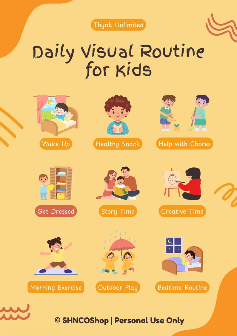 Visual Structured Routine Kids Daily Visual Routine Chart | Toddler & Preschool Printable (PDF ...