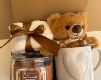 Cute Teddy Bear Gift Box for Her, Cozy Comfort Gift, Thinking of You Box, Birthday Gift for Best Friend or Girlfriend