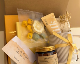 Sunshine Gift Box for Her, Bright Cozy Self Care Gift, Thinking of You Box, Cheer Up Gift for Friend or Sister