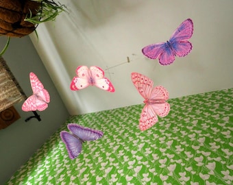 Pink & Purple Butterfly Mobile with Glow-in-the-dark Paint Elements