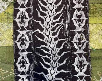 Centipede & Chain Linocut Patch | American Traditional Tattoo Design | Hand-Printed Wearable Art | Punk Goth Oddities