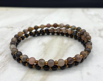 Petrified Opalite Memory Wire Bracelet