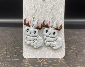 Cute Cryptid Jackalope Rabbit Earrings