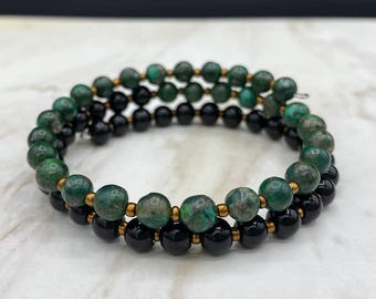 Memory Wire Bracelet Reconstituted Malachite