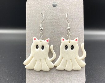 Cat Ghost Polymer Clay Earrings
