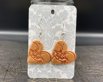 Skull Heart Spooky Valentine's Day Polymer Clay Earrings