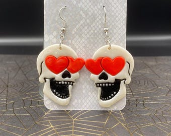 Popping Hearts Skull Earrings