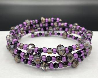 Extra Large Purple Memory Wire Wrap Bracelet