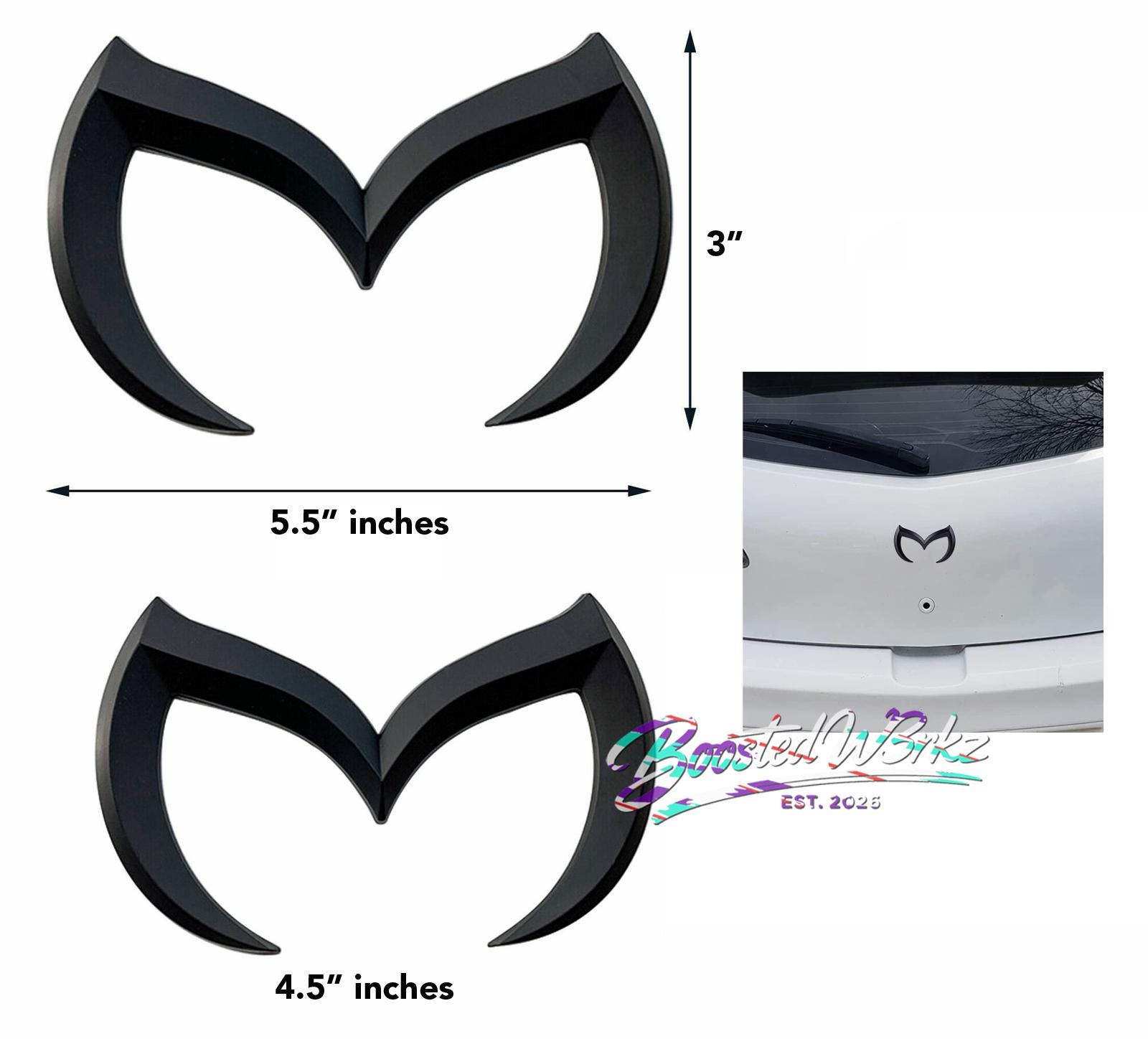 2x Mazdaspeed Motor Sport Fender Side Emblems – Chrome Aluminum For Mazda 3, 6, CX-5, MX-5 Miata