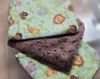 Set of 3 Burp Cloths - Safari Animals