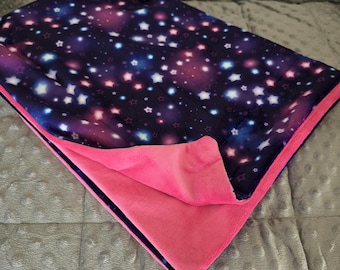 Double Sided Minky Baby Blanket - Stars & Pink