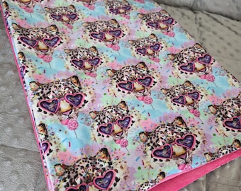 Double Sided Minky Baby Blanket - Lisa Frank & Pink