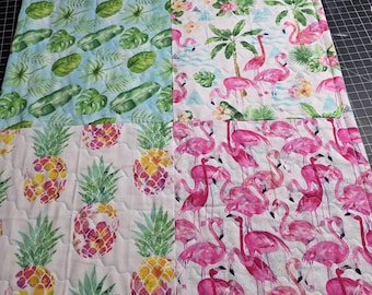 Flamingo and Tropical Quilted 88" Table Runner