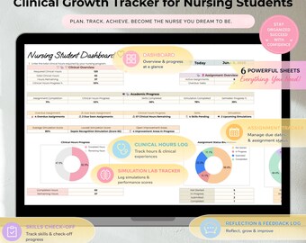 Nursing Student Planner Clinical Hours Tracker Nursing Clinical Log Nursing Assignment Planner Nursing Skills Checklist