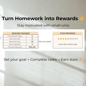 ADHD assignment tracker with reward tracker system that turns completed homework into motivation using stars and progress tracking in Google Sheets.
