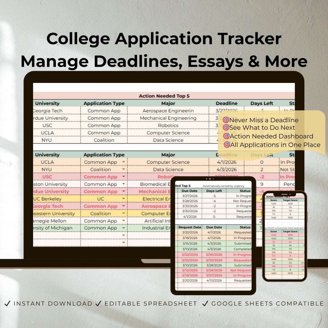 College Application Tracker Manage Deadlines Track College Applications ...