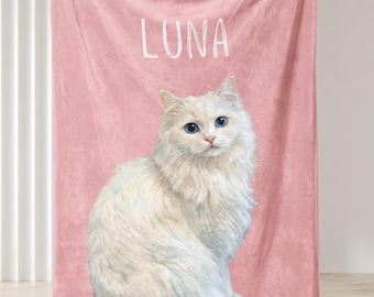 Personalized Cat Blanket, Cat Lover Gift, Custom Photo Blanket, Pet Photo Blanket, Photo Blanket Customized, Cat Dad Gift, Cat Mom Gift