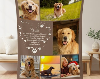 Personalized Dog Memorial Photo Blanket, Custom Pet Loss Keepsake, Dog Mom Dad Gift