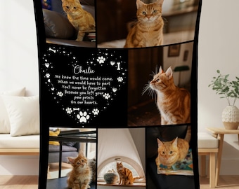 Custom Pet Photo Blanket, Personalized Dog Cat Picture Throw, Pet Memorial Gift, Cat Lover Keepsake,Personalized Pet Loss Gift,Photo Collage