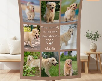 Personalized Dog Memorial Photo Blanket Gift, Pet Loss Keepsake Remembrance Gift For Dog Mom Dad Bereavement Gift, Dog Loss Pet Memory Gifts