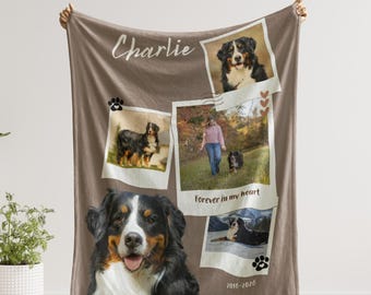 Pet Memorial Blanket, Custom Dog Memorial Gift, Loss of Dog Sympathy Gift, Dog Memory Throw, Pet Loss Gift Personalized
