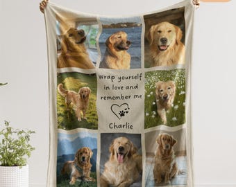 Personalized Dog Memorial Photo Blanket Gift, Pet Loss Keepsake Remembrance Gift For Dog Mom Dad Bereavement Gift, Dog Loss Pet Memory Gifts