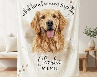 Pet Memorial Blanket, Custom Dog Memorial Gift, Loss of Dog Sympathy Gift, Dog Memory Throw, Pet Loss Gift Personalized, Pet Memory Keepsake