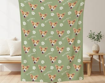Custom Pet Photo Blanket, Dog Picture Blanket With Text, Custom Pet Picture Throw Blanket with Name, Dog Memorial Gift Keepsake