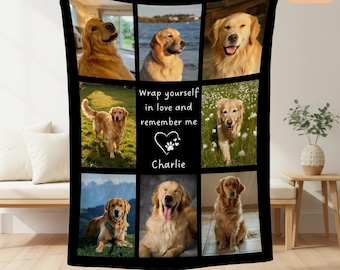 Personalized Dog Photo Blanket, Dog Memorial Gift, Custom Pet Loss Blanket, Dog Remembrance Keepsake, Custom Pet Memorial Keepsake, Dog Loss