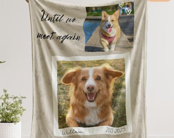 Personalized Dog Memorial Photo Blanket, Pet Loss Keepsake Gift, Custom Dog Remembrance Blanket, Dog Mom Dad Bereavement Gift
