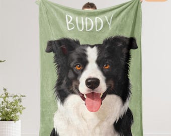 Custom Pet Photo Blanket, Personalized Dog Portrait Blanket, Cat Picture Blanket, Pet Memorial Gift, Personalized Pet Throw