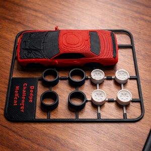 Dodge Challenger Hellcat 3D Printed Model Kit – Muscle Car Desk Display (1:64 Scale)