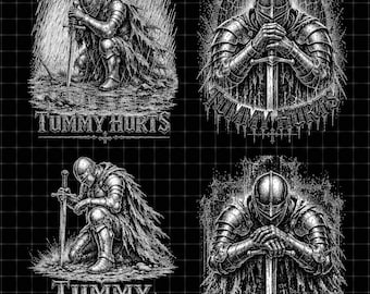 Tummy Hurts Knight PNG, Dark Fantasy Meme Art (Digital Download)