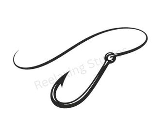 Minimalist Fishing Hook SVG | Hook & Line Graphic (Commercial Use PNG)