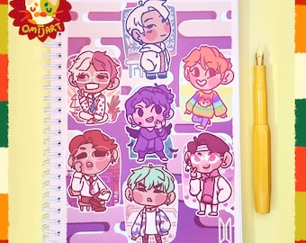 BTS Inspired A5 Bullet Journal | kpop spiral bound journal, dotted grid paper, RM, Jin, Suga, J-Hope, Jimin, V, Jungkook