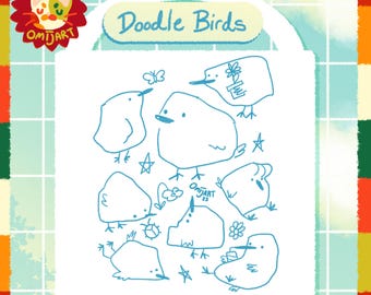 Doodle Birds Tote Bag