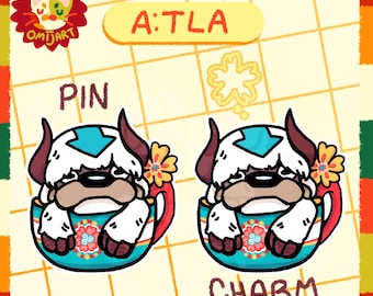 Sky Bison Tea Pin and Keychain