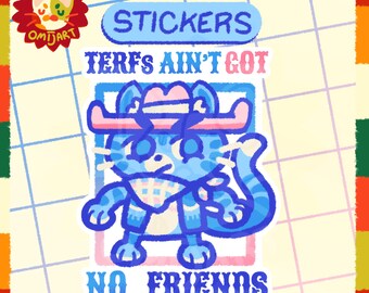 TRANS RIGHTS Cowboy Cat Sticker! | holographic LGTBQIA+ stickers