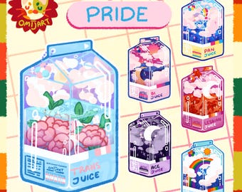 Pride Juice Stickers! | holographic LGTBQIA+ stickers